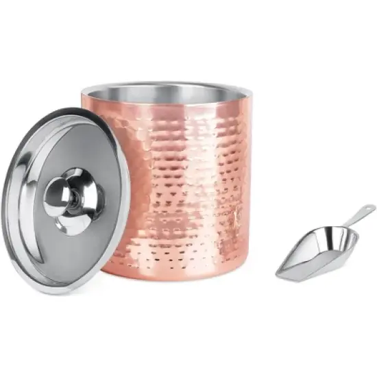 BirdRock Home Hammered Ice Bucket with Scoop & Lid - 2.8 Liter - Copper image {8}