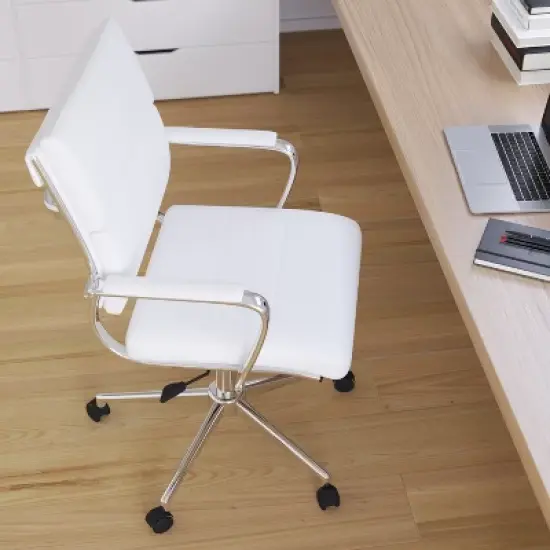 Merrick Lane Ergonomic Swivel Office Chair Panel Style Mid-Back Computer Desk Chair with Padded Metal Arms & Base image {8}