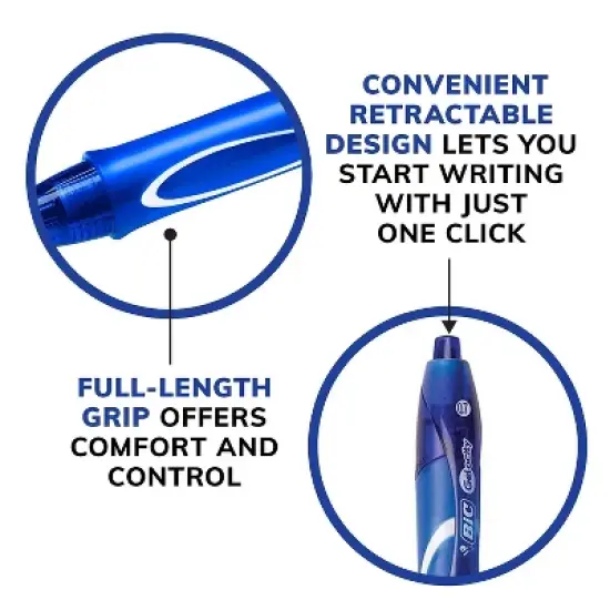 BIC Gel-ocity Quick Dry Retractable Gel Blue Ink Medium 1 Dozen RGLCG11BE image {7}