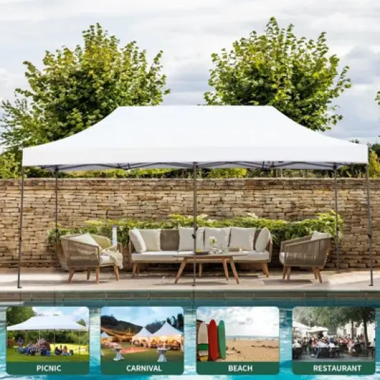 EROMMY 10 Ft. D x 20 Ft. W Steel Pop-Up Canopy image {5}