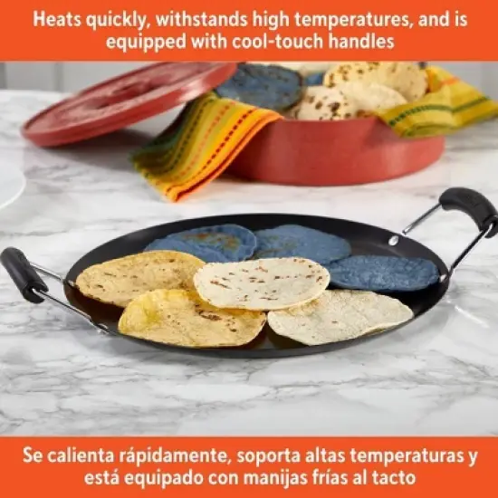 IMUSA 11" Round Carbon Steel Nonstick Comal - Black: Tortilla Griddle, Gas & Electric Compatible, Hand Wash image {4}