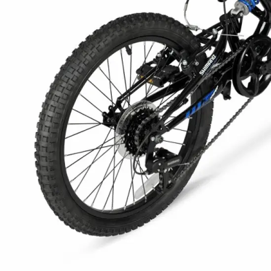 Hyper 20" Full Suspension Bear Mountain Bike - Black/Blue: 7-Speed, Steel Frame image {12}