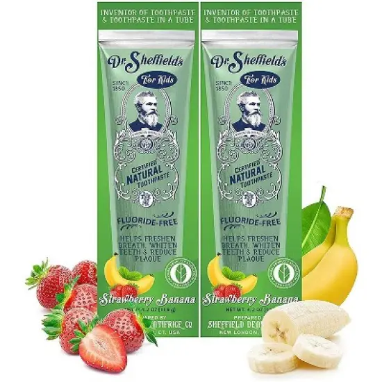Dr. Sheffield's Certified Natural Kids Toothpaste - Strawberry Banana - 4.2oz/2pk image {3}
