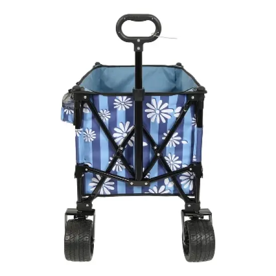 Collapsible Foldable Extended Wagon, 480lbs Weight Capacity, w/ Big All-Terrain Beach Wheels & Drink Holders, Side Pocket and Brakes, mosquito net image {6}