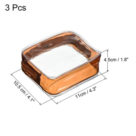 Unique Bargains PVC Travel Makeup Cosmetic Toiletry Pouch with Zipper 3 Pcs image {1}