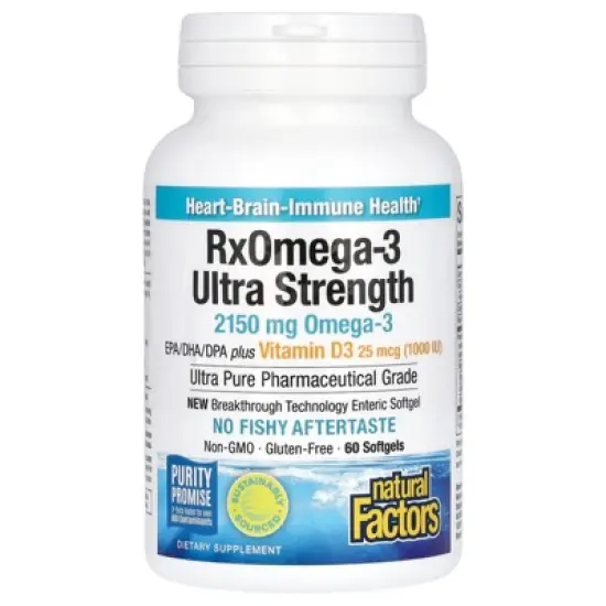Natural Factors RxOmega-3 Ultra Strength with Vitamin D3, 60 Softgels image {2}