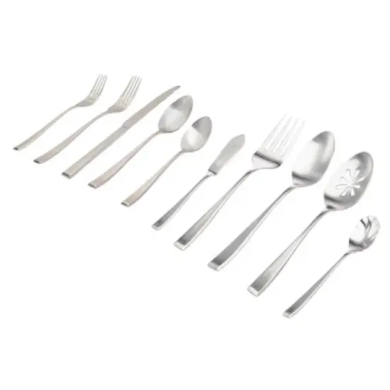 Godinger Silver 45pc Wayland Matte Stainless Steel Flatware Set: Service for 8, Dishwasher-Safe, Includes Serving Fork & Spoons image {2}