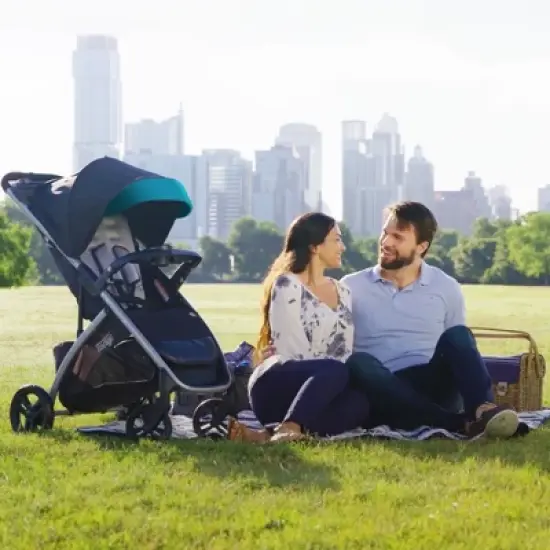 Baby Trend Tango Lightweight Compact Toddler Baby Infant Travel Stroller System with Oversized UPF 50+ Protection Canopy, Veridian Teal and Black image {4}