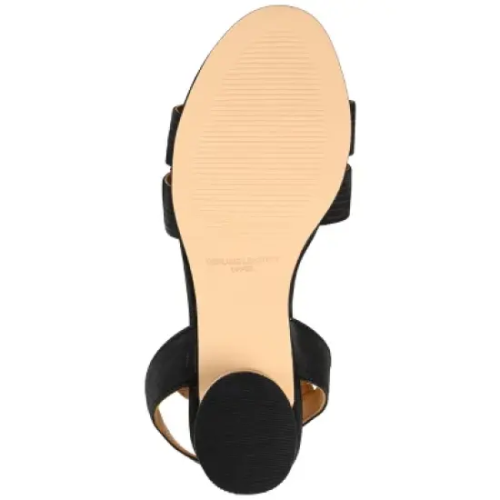 Journee Signature Womens Genuine Leather Starlee Buckle Ankle Strap Sandals image {4}