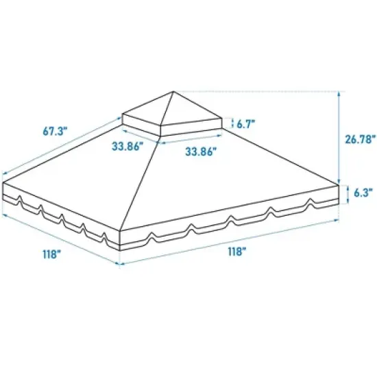 Gulches 10x10 Ft Outdoor Patio Gazebo Replacement Canopy - Double Tiered Roof Top Cover Only (Frame Not Included) - Great Wall Border Design, Red image {3}