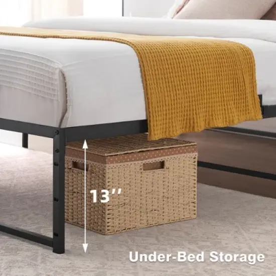 Twin Size Bed Frame Platform, 14 inch Metal Twin Bedframe with 3 in 1 Sturdy Steel Support, No Box Spring Needed Black Mattress Frame image {4}