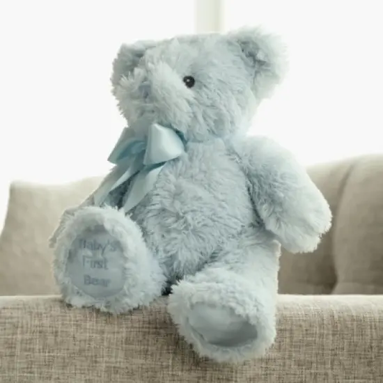 Bearington My First Bear: Classic Hand-Sewn 12-Inch Blue Stuffed Bear image {1}