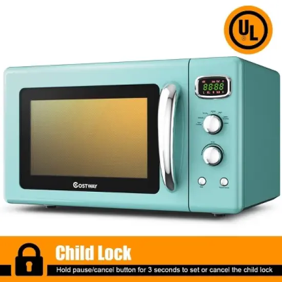 Costway 0.9Cu.ft. Retro Countertop Compact Microwave Oven 900W 8 Cooking Settings BlackGreenWhite image {5}