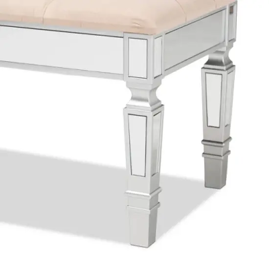 Hedia Fabric Upholstered and Wood Accent Bench - Baxton Studio image {4}