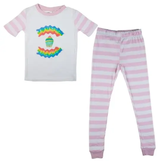 Just Chill Dog Blue Wash And Rainbow Dreams Short Sleeve Youth Girls 2-Pack Pajama Set image {1}