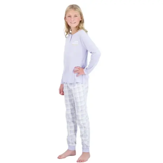 Sleep On It Girls 2-Piece Fleece Pajama Set - Purple Plaid image {2}