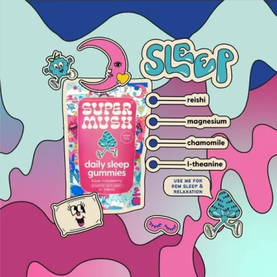 SuperMush Daily Sleep Mushroom Vegan Supplement Gummies - 60ct/30 Servings image {3}