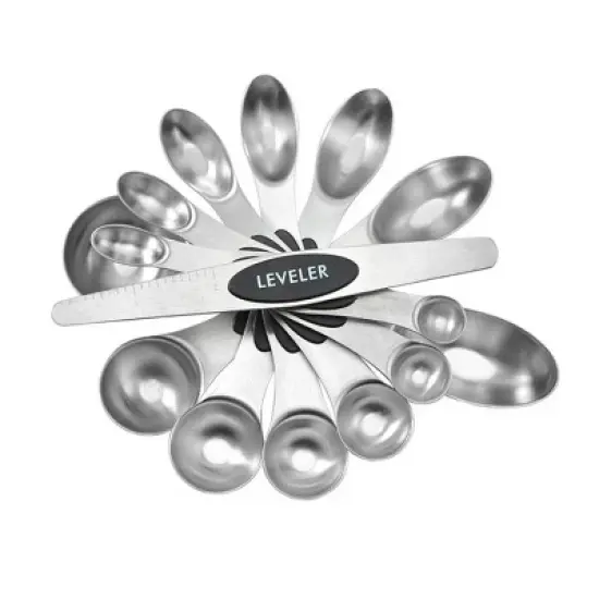 Modern Design Magnetic Measuring Spoons BLACK Set of 8 Stainless Steel Dual Sided Stackable Nesting TSP and TBS image {2}
