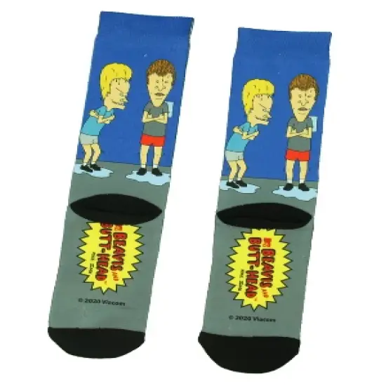 Beavis And Butthead Cartoon Adult Sublimated Crew Socks For Men Blue image {1}