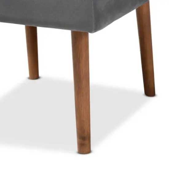 Alvis Velvet Upholstered and Wood Dining Chair - Baxton Studio image {6}
