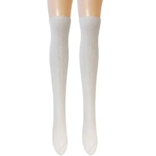 Wrapables Women's Cable Knit Knee High Boot Socks, Cream image {2}