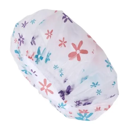 Unique Bargains Women's Floral Pattern Shower Cap Purple Blue 1 Pc image {3}