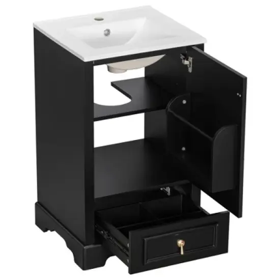 Hrinhom 20"W Bathroom Vanity,Modern Free-standing Storage cabinet with Compartment Drawer image {10}
