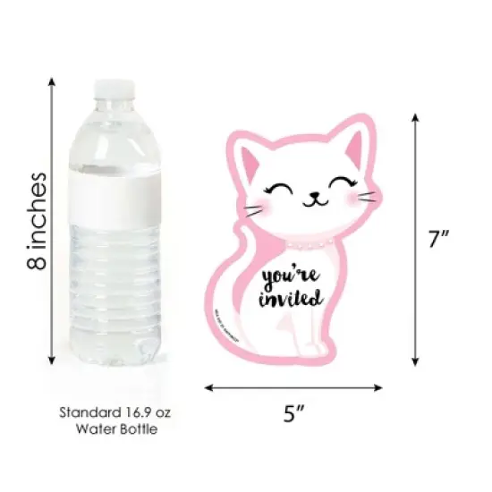 Big Dot of Happiness Purr-fect Kitty Cat - Shaped Fill-in Invitations - Meow Baby Shower or Birthday Party Invitation Cards with Envelopes - Set of 12 image {3}