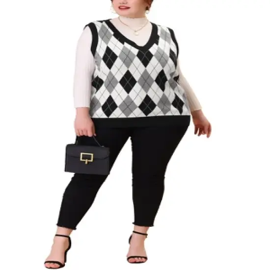 Agnes Orinda Women's Plus Size Cable Knit Sleeveless Pullover Sweater Vest image {1}