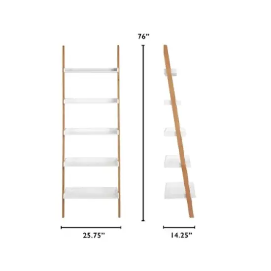 76" Remus Ladder Bookshelf Modern Oak and White - Universal Expert image {6}
