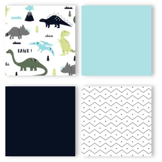 Blue & Green Mod Dinosaur Bedding Set (Toddler) - Sweet Jojo Designs image {2}