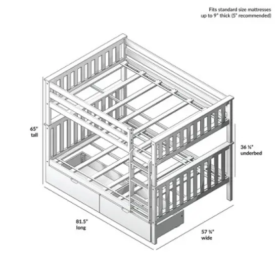 Max & Lily Full over Full Bunk Bed with Storage Drawers image {5}