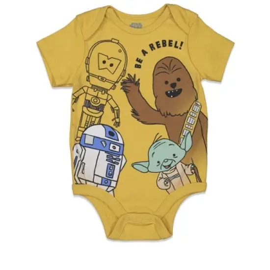 Star Wars C-3PO Chewbacca R2-D2 Baby 3 Pack Bodysuits Newborn to Infant image {4}