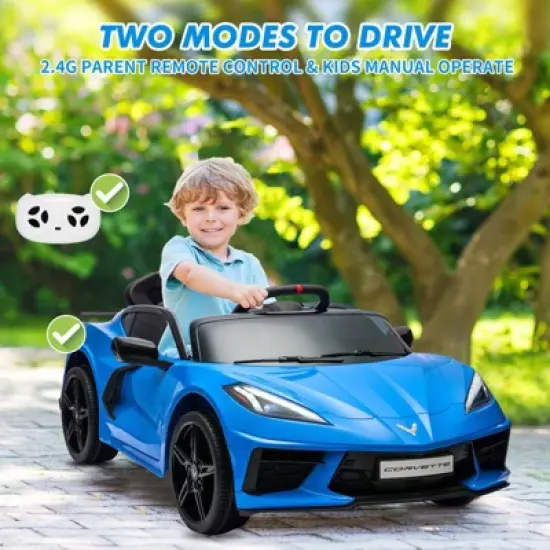 Kids Ride on Car Licensed Corvette Battery Powered Car 12V Electric Sports Car Toy with Remote Control, Visual Dashboard, LED Lights, Music image {6}