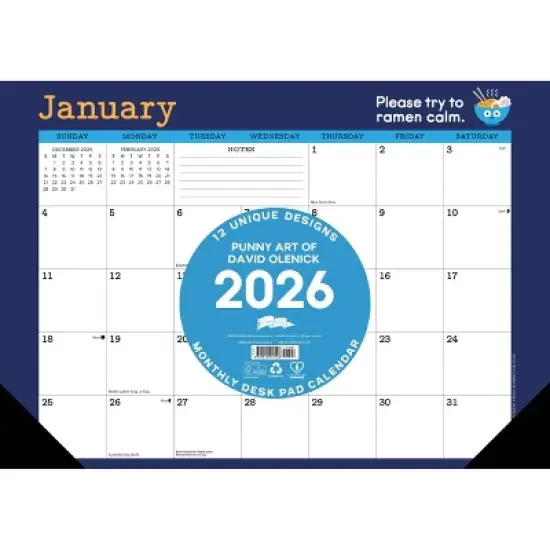 Willow Creek Press 17"x12" 2026 Punny Art of David Olenick Large Monthly Deskpad image {2}