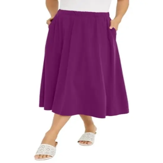 Jessica London Women&rsquo;s Plus Size Soft Ease Midi Skirt image {1}