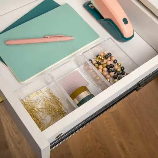 Martha Stewart Brody 3 Pack Stack and Slide Plastic Tray Office Desktop Organizer, 3" x 3.75" image {6}