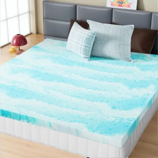 FURNIinspire Mattresses Memory Foam Cooling Gel Mattress Bed Topper For Back Pain image {7}