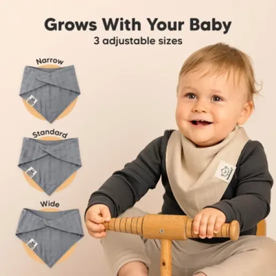 8pk Lumi Muslin Baby Bibs, Bandana Bibs for Baby Boy, Baby Girl, Muslin Drool Bib for Newborn, Toddler (Spice) image {3}