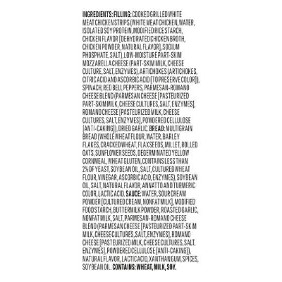 Vital Pursuit High Protein Spinach & Artichoke Chicken Sandwich Melt Frozen Meal - 7.1oz image {6}