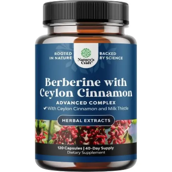 Balancing Berberine Plus 1200mg Per Serving Complex, Antioxidant Berberine + Ceylon Cinnamon, Heart Health and Sugar Support, Nature's Craft image {4}
