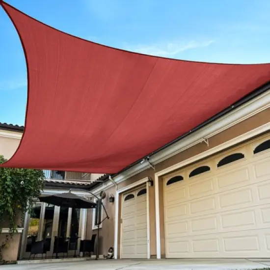 Handpoint Rectangle Patio Sun Shade Sail &ndash; Red, UV-Blocking Outdoor Canopy image {11}