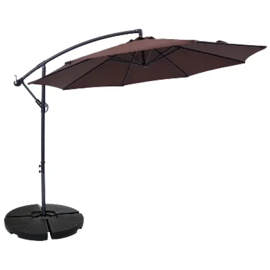 Sunnydaze Outdoor Steel Offset Cantilever Patio Umbrella with Round Base Set - 10' image {12}