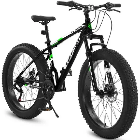 YONWAY 26 Inch Fat Tire Bike, Full Shimano 21 Speed Mountain Bike, Dual Disc Brake, Carbon Steel Frame, Front Suspension for Adult/Youth image {7}