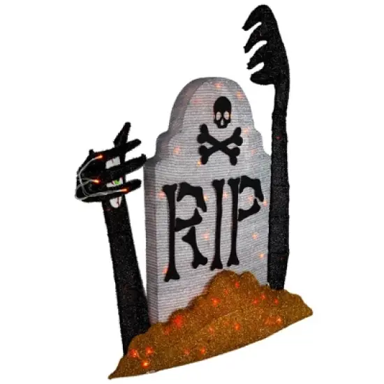 Northlight Lighted Tombstone Halloween Decoration - 31.5" - Black and Gray - Orange LED Lights image {5}