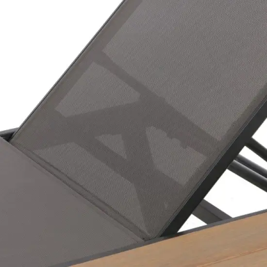 GDFStudio Spyridon Outdoor Mesh and Aluminum Chaise Lounges with Built In Side Table image {7}