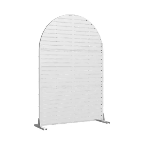 PexFix 72 x 47 Inch Louvered Arch Metal Privacy Screen Freestanding Outdoor Divider Panel for Patio Deck Balcony Heavy Duty Base Weatherproof White image {5}