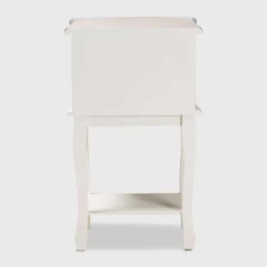 Amalie 2 Drawer Wood Nightstand White/Oak - Baxton Studio image {4}