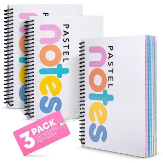 Manaloom 5" x 7" Spiral Notebooks &ndash; 3 Pack  &ndash; Pastel Notepads with Perforated Pages for Journaling, School, and Daily Notes image {6}