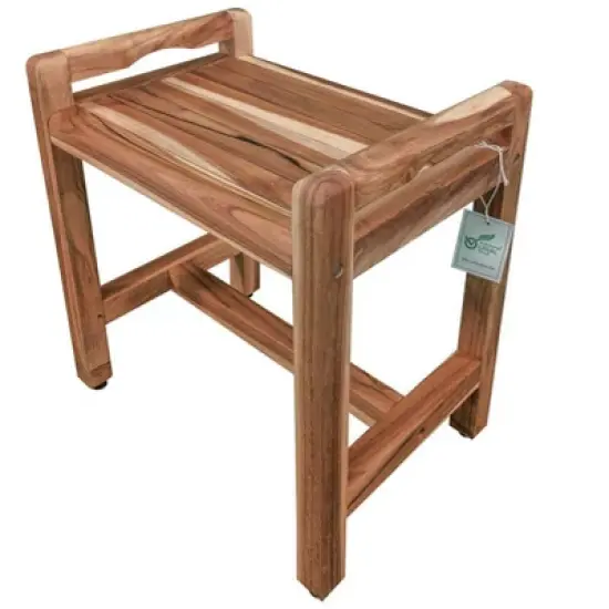 EcoDecors&reg; Eleganto&reg; 20" Teak Wood Shower Bench with LiftAide&reg; Arms in EarthyTeak Finish image {2}